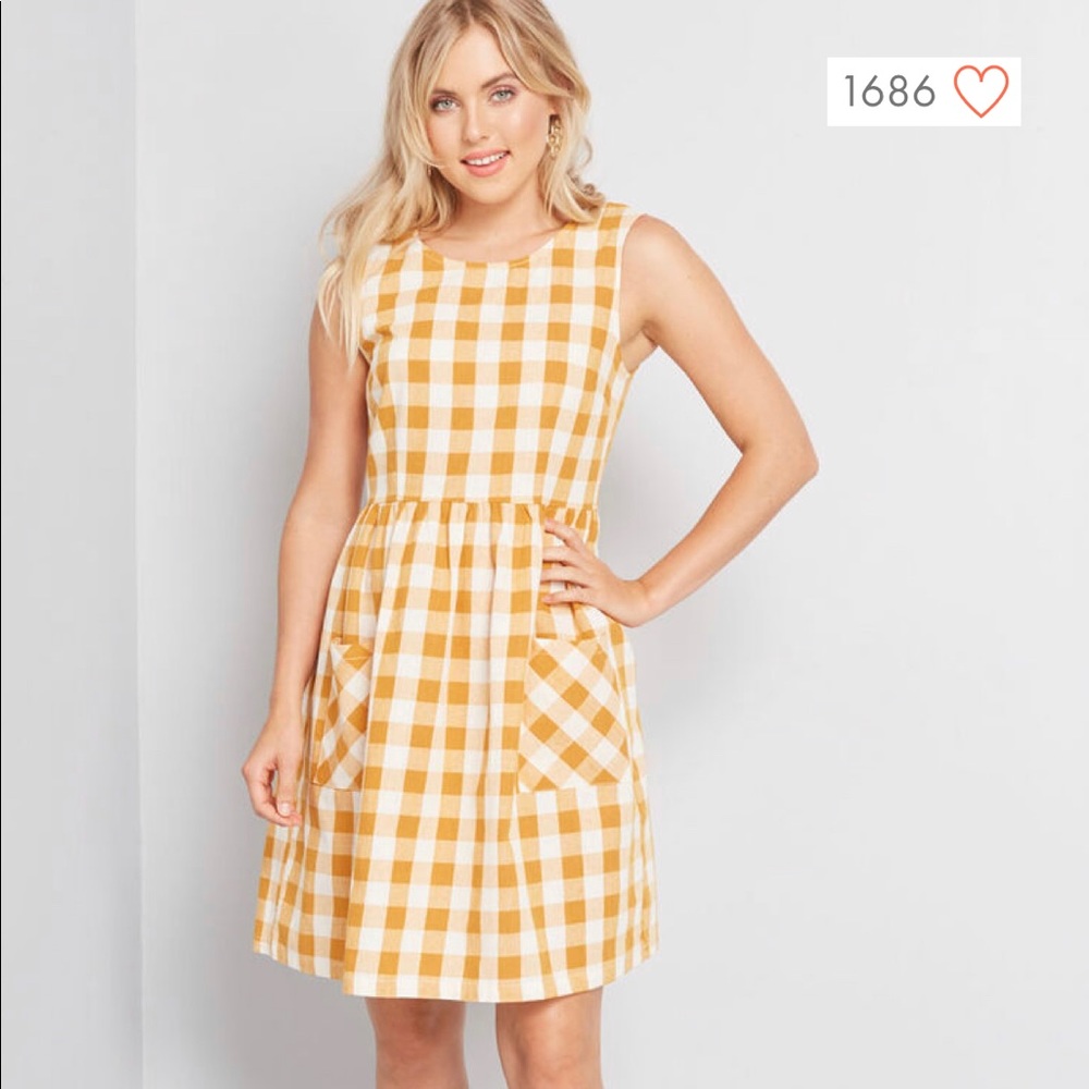 Cotton-Linen Gingham Frock Dress from ModCloth